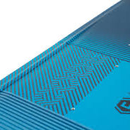 Close-up of a blue textured surface with a geometric pattern